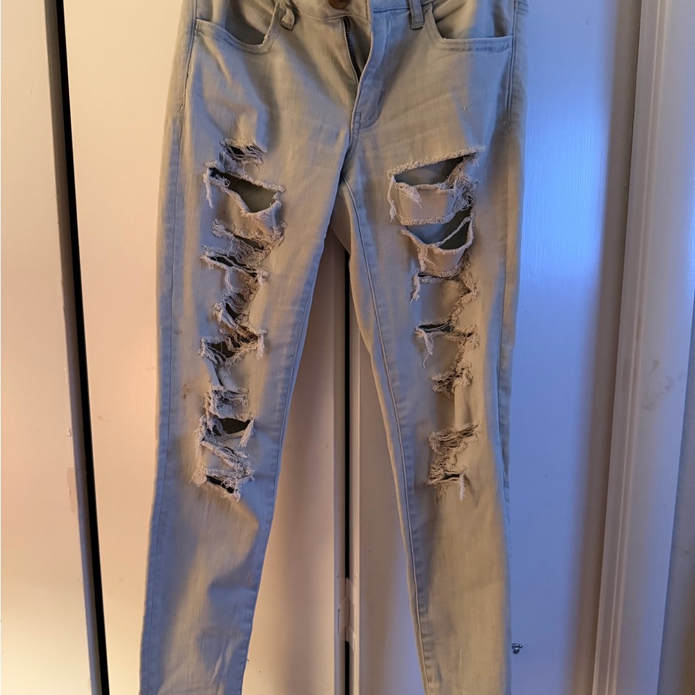 American Eagle Outfitters Super Stretch Pants in Light Gray
